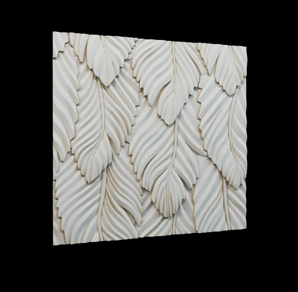 3D Wall Panel Mold for Gypsum, Plaster or Concrete Tile for Decorative Wall Panels 'Leaf'