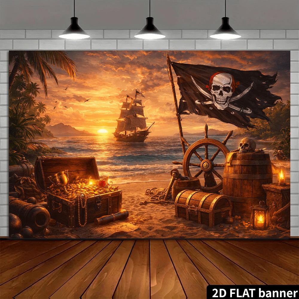 The Caribbean island background material is durable and reusable, and is suitable for birthday parties and festival celebrations
