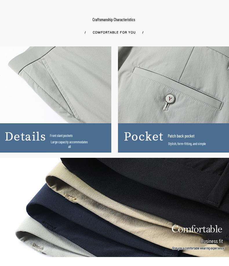 Men's Ice Silk Stretch Summer Business Casual Pants