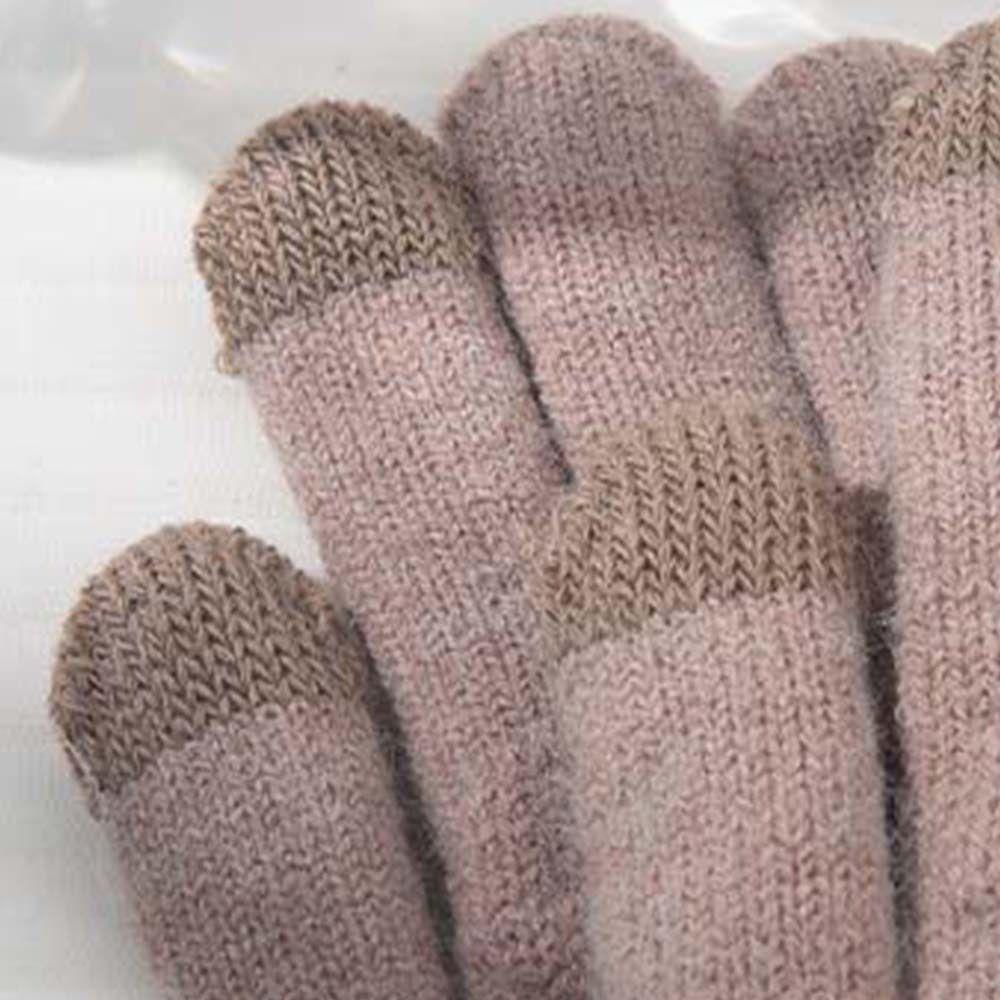 Full Finger Mittens Five Finger Cycling Driving Gloves Plush Knitting Gloves  Outdooor