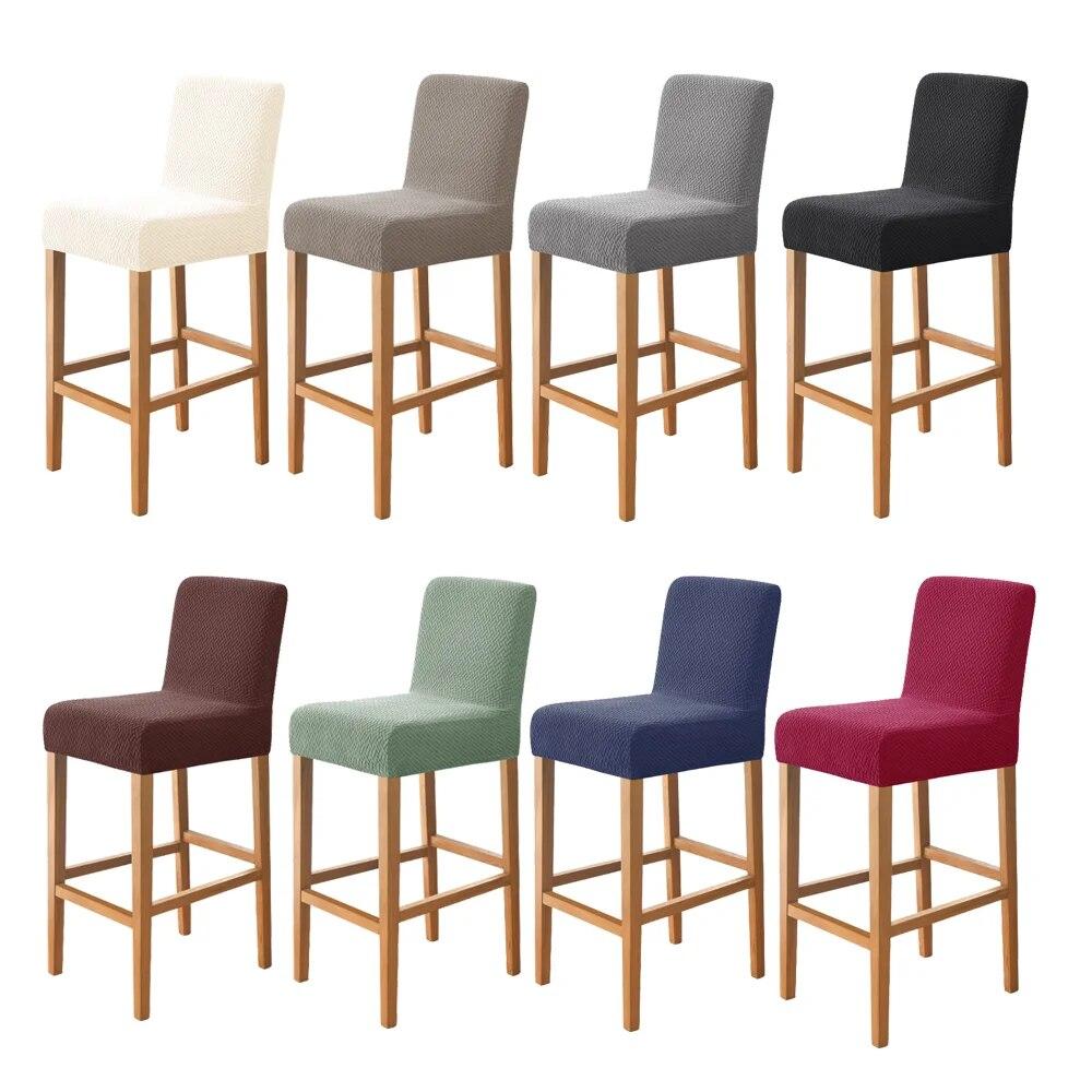 Чехлы на стулья для барного стула в отеле, жаккардовые чехлы на стулья с короткой спинкой для столовой, банкета, кухни, эластичный чехол из спандекса