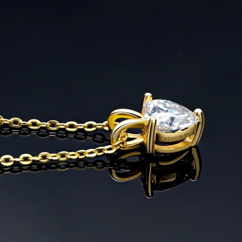 New Real Moissanite Heart Pendant Necklace VVS1 D Color Pure S925 Sterling Silver Fine Jewelry Gift for Women
