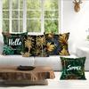 4Pcs Summer Green Plant Print Single-Sided Cushion Cover For Living Room Bedroom Car Home Decor