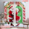 2 шт., 2D плоская печать Шторы Санта и миссис Клаус Танцуют Полиэстер Легкая установка (без удилища) Внутренние украшения Ldeal для