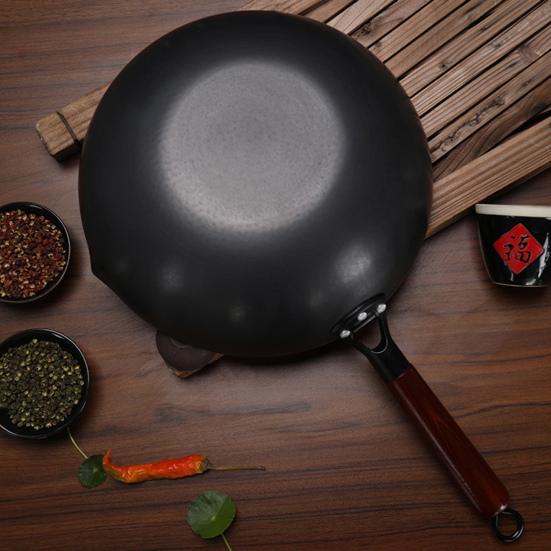 Кованая чугунная сковорода вок с антипригарным покрытием, сковорода с рисунком рыбьей чешуи, равномерный нагрев, эргономичная ручка, кастрюля для жарки, тушения, приготовления на пару