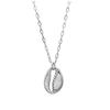[Q8643] - Silver 'Cowrie' Steel Designer Necklace - 55 Cm - 23x17 Mm