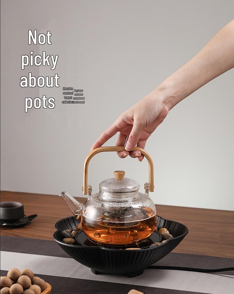 Набор для подогрева чая и вина в китайском стиле для использования в помещении с электрической керамической плитой и стеклянным чайником