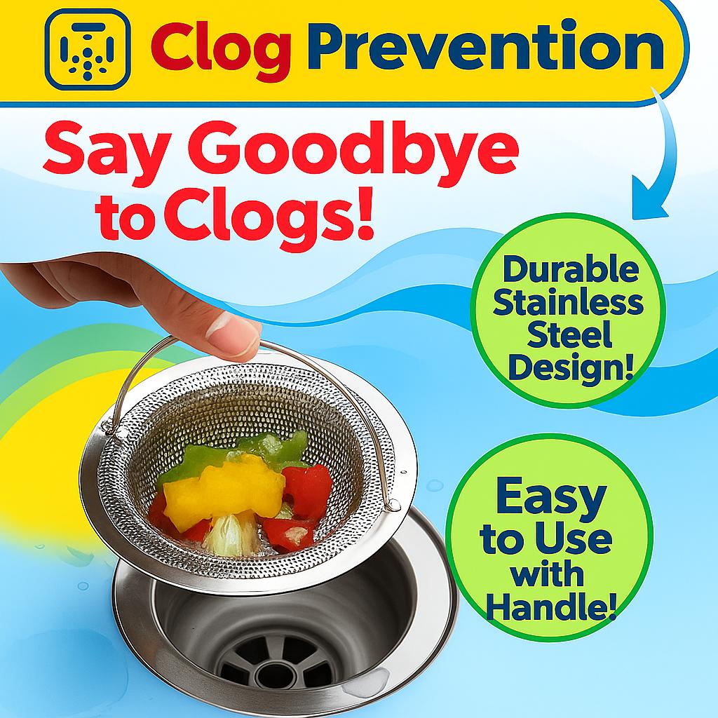 Прочный уловитель волос из нержавеющей стали с ручкой — предотвращает засорение ванны, душа, раковины и сливного отверстия в полу.
