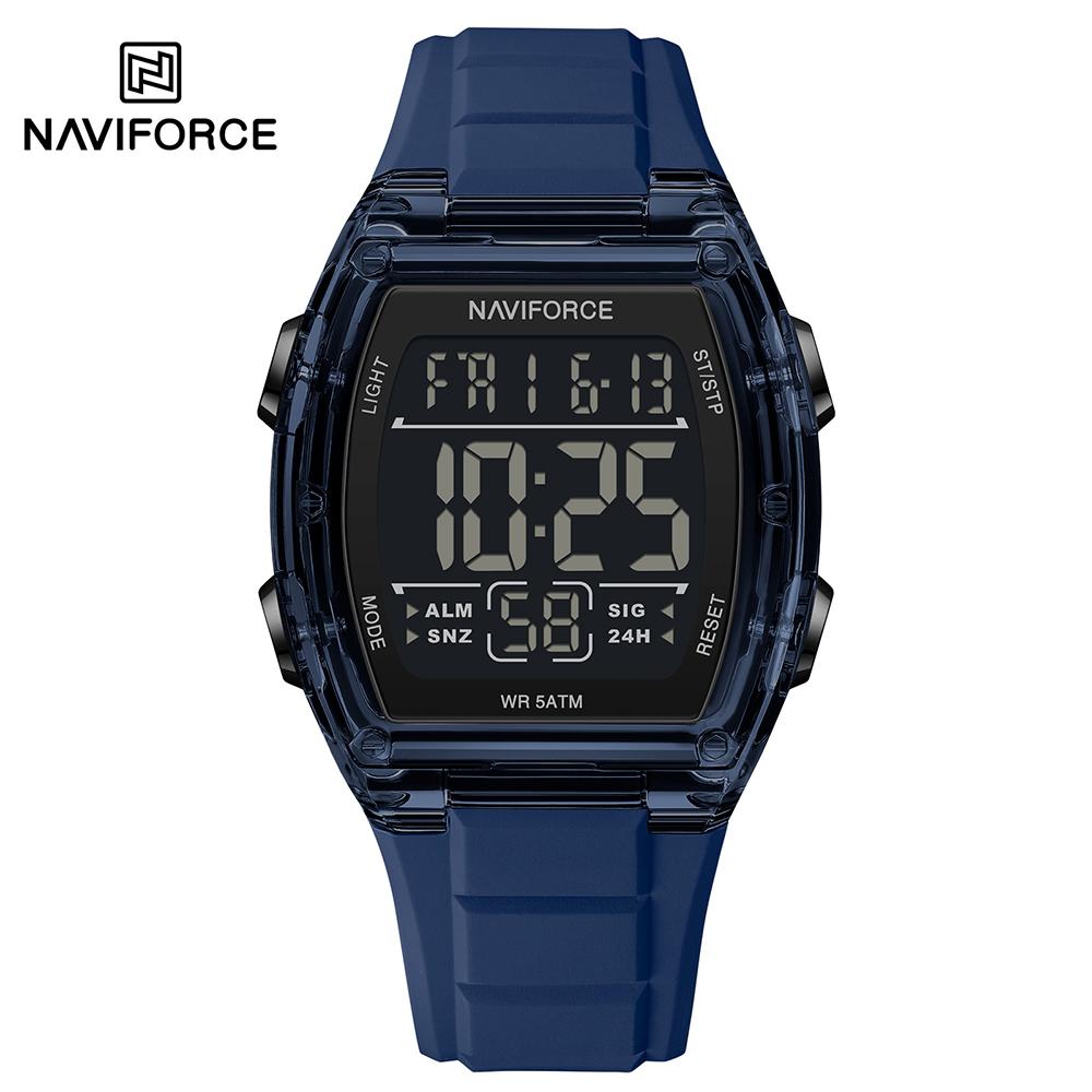 Naviforce Original Outdoor Men Boys LCD Digital Watch Calendar Chronograph Waterproof Night Pattern Silicone Strap Casual Fashion Watch NF6106