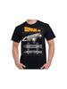 Men's Black Graphic T-Shirt - SPACE 1999 Eagle Transporter Design with Technical Spacecraft Blueprint Print - Casual Cr