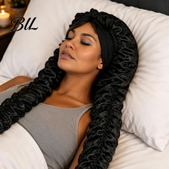 Double Layer Sleeping Cap No Heat Hair Curling for Women, Adjustable Curls Satin Bonnet, Medium, Long Hair, Braids, Dreadlocks Women