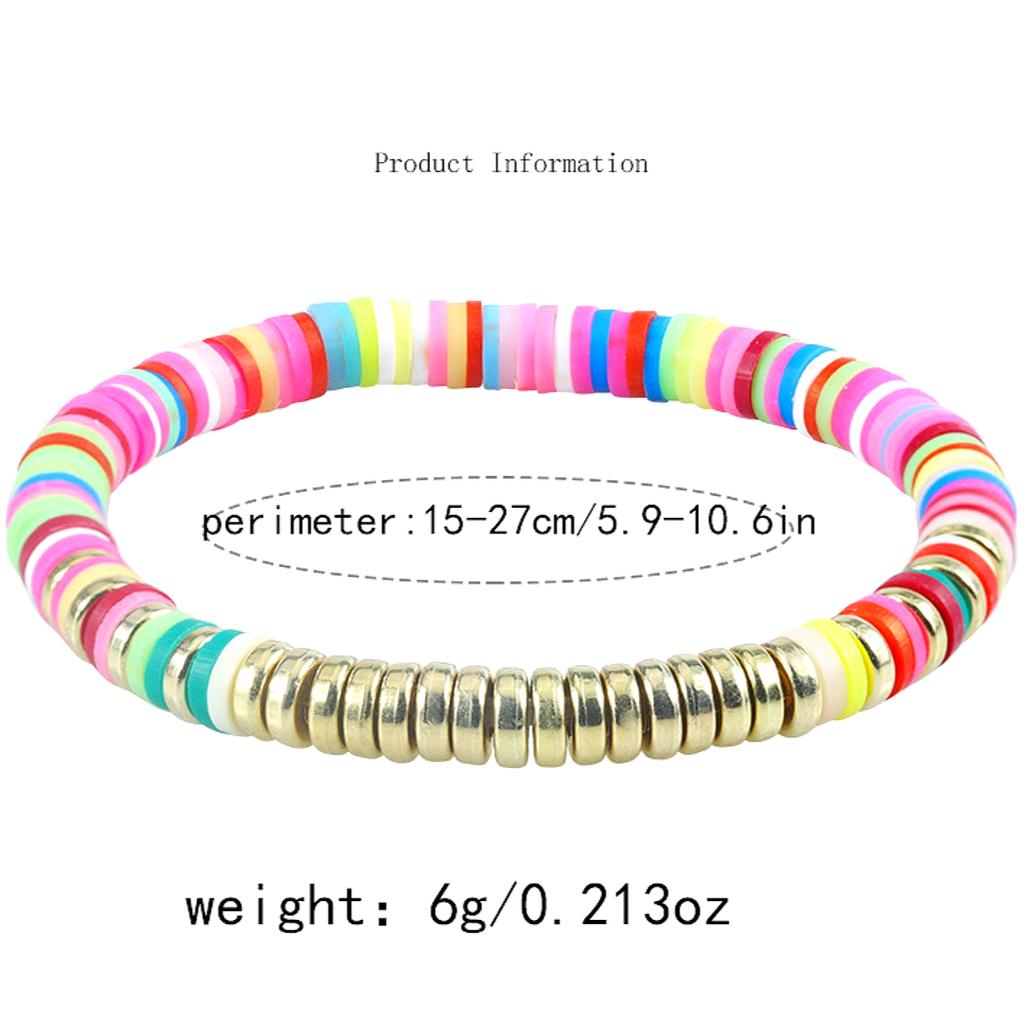 Multi-layer Color Soft Pottery Bracelet Elastic Color Letter Beaded Bracelet Set