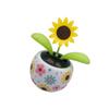 Flower Pot Solar Powered Dancing Head Gadgets Interior Car Styling Decorations Sunflower Kids Vehicle Decor Gifts
