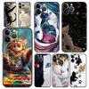 Милый Чехол-Крышка для Телефона с Кошкой для iPhone 17 16 15 14 13 12 Pro Max 11 Pro Max 17 AIR Plus Ударопрочный Мягкий ТПУ Корпус Fundas Capas Сумка