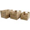 Storage Basket - vidaXL - 3 Pcs - Water Hyacinth - Metal - Beige