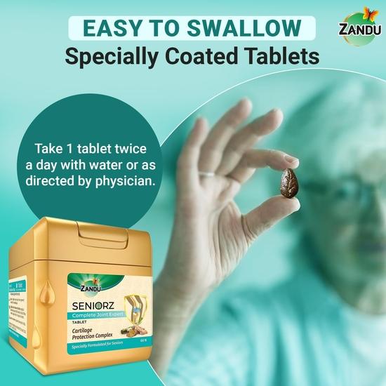 Zandu Seniorz Complete Joint Expert Tablet, 60 Tablets Helps Protect Joints, Relieve Joint Pain & Make Joints Strong, Supports Overall Joint Health
