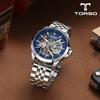 TORSO T602M Griffes Skeleton Автоматические часы с бриллиантами Мужские металлические часы (кожаный ремешок в комплекте)