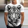 Мужская футболка с черно-белым тигровым узором, футболка с 3D-принтом, топ с коротким рукавом с животным, крутая летняя повседневная мужская пляжная футболка с коротким рукавом