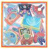 Manual Hand Rolled Twill Silk Scarf Women Floral Bag Print Square Scarves Wraps Echarpe Curled Foulards Femme Bandana Hijabs