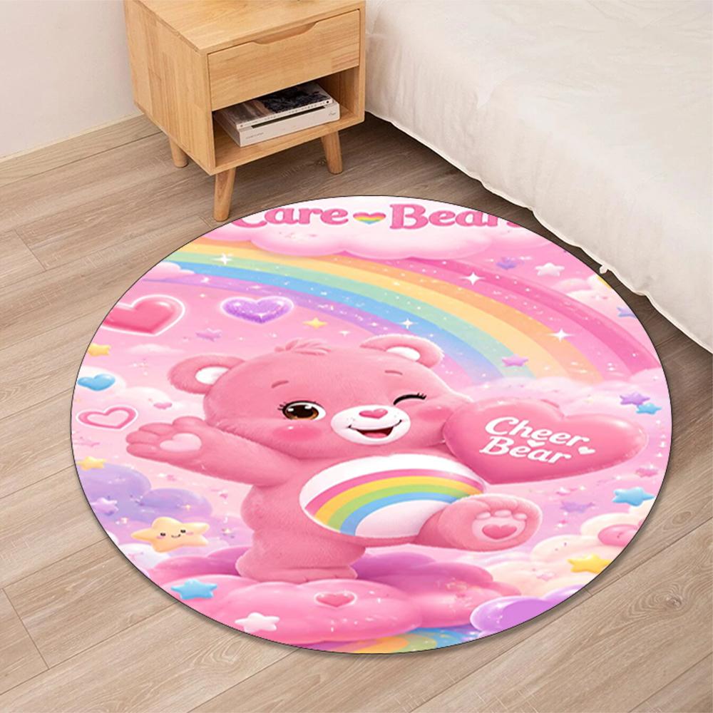 Bear Printed Round Rug Carpet Chair Rug Area Rug Entryway Doormats,for Office Chair Living Room Bedroom Kitchen Room.
