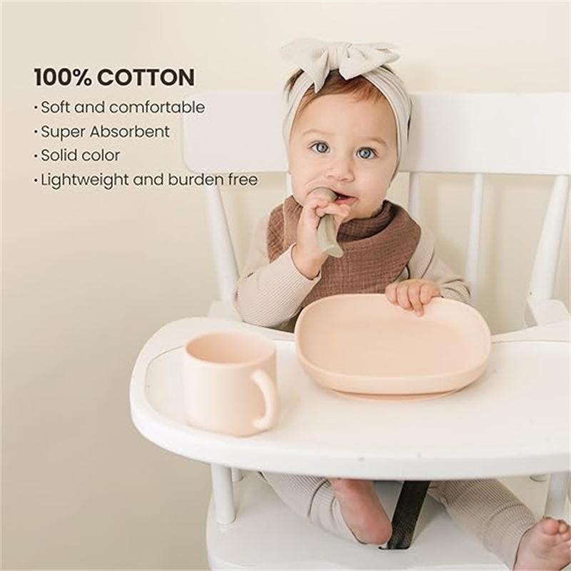 Твердые муслиновые детские нагрудники-банданы, слюнявчики, 100% хлопок для малышей, детей, унисекс, мальчиков и девочек