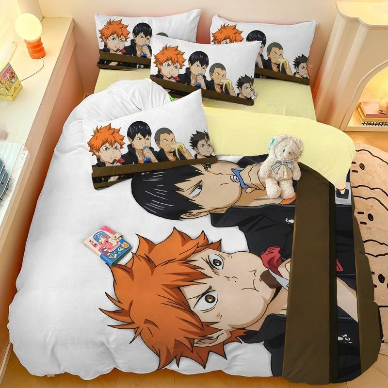 Пододеяльник Haikyuu Волейбол Молодежный 3D Бокуто Манга Коллаж Печать Комплект постельного белья Одеяло Кровать Молодежный Домашний Декор Девочки Мальчики Подарок