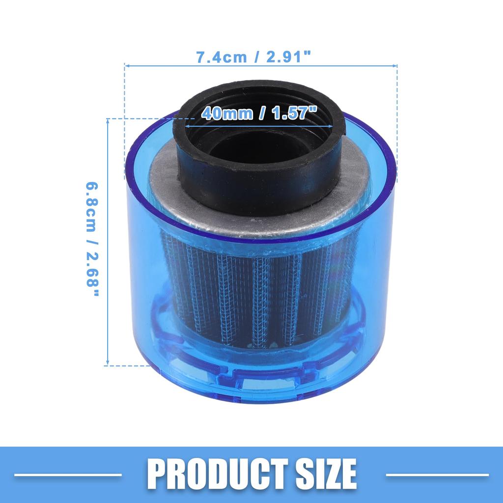 A ABSOPRO Air Filter Straight 40mm/1.57" for Most 110-125cc Motorcycles, ATVs, Mopeds, Dirt Bikes, Race Bikes Blue