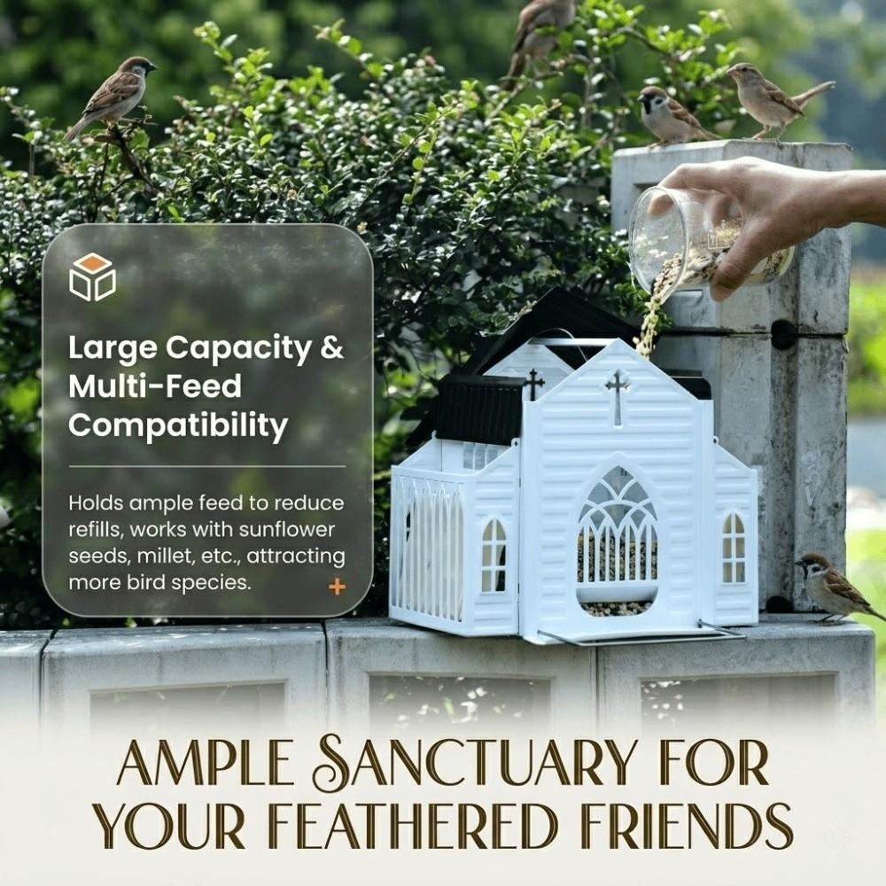 Heavy-Duty Solar Bird Feeder Solar-Powered Metal Bird House Hanging Wild Bird Feeder Various Birds