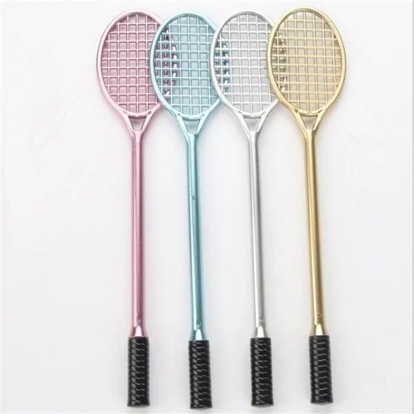 4pcs Creative Badminton Racket Shape Black Pens Exquisite Gift Pen Water-based Pen Stationery Pens (Size: One Size)