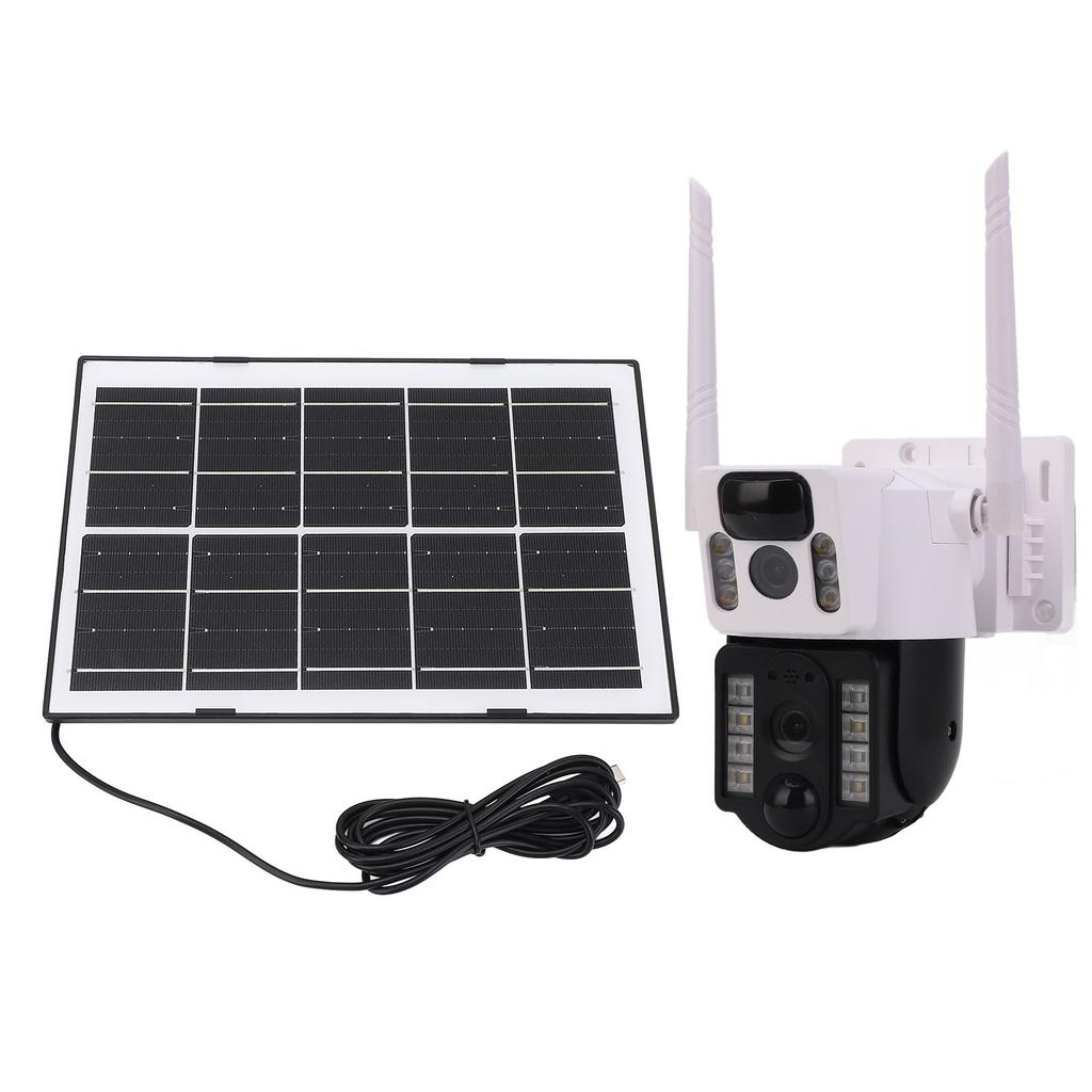 Solar Security Camera 4MP 2K Motion Detection Intelligent Alert 2 Way Talk Dual Lens Outdoor