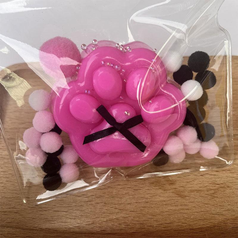 Mochi Taba Squishy Cat Paw With Flocking New Fidget Toy Kawaii Plush TPR Cat Paw Soft Relief Relax Toys