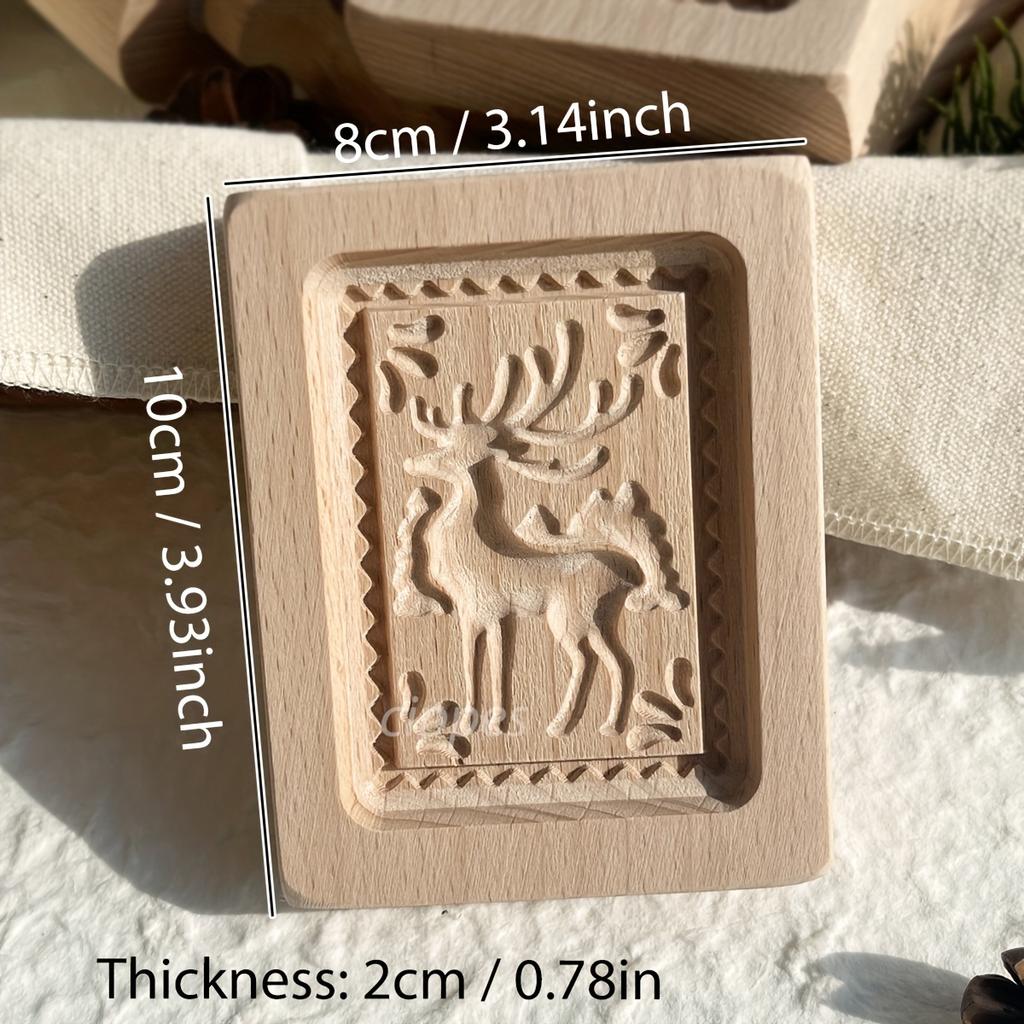 Деревянные формы для печенья на Рождество, DIY 3D гравированные тисненые формы для резки печенья, пряников, рождественская елка, олень, Санта-Клаус