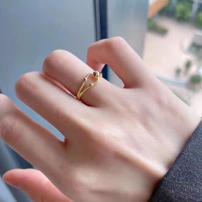 Unique Twisted Copper Gold Plated Adjustable Ring For Women Modern Style
