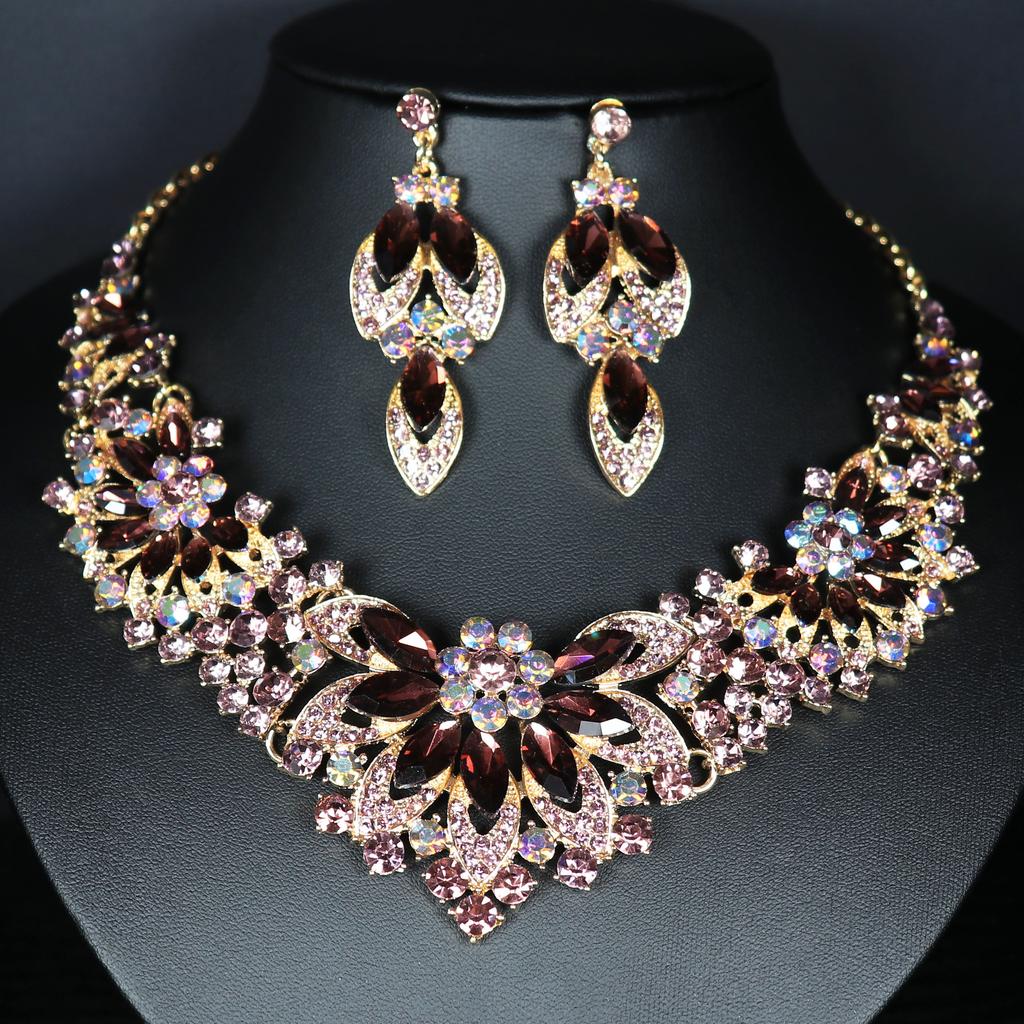 Товар Серьги Комплект Цепочка 2-х Части Кристалл Стеклянный Сплав Платье Аксессуары Женское Ожерелье