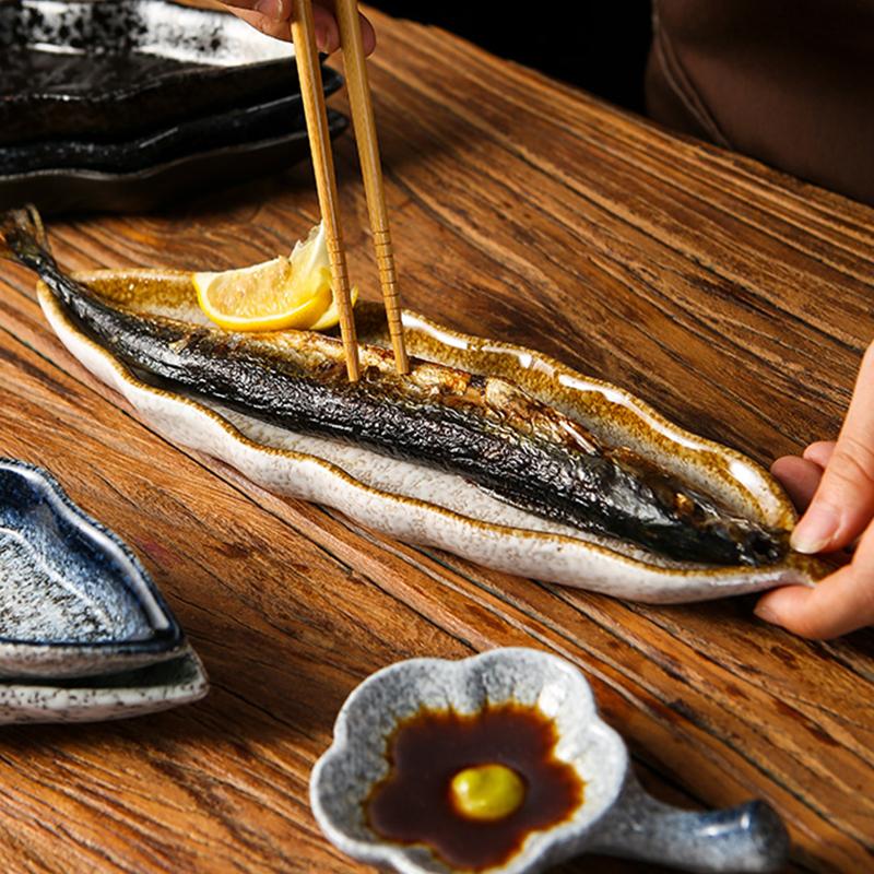 Японская кухня Столовые приборы для сашими Керамическое холодное блюдо Сайра Суши Сервировочная тарелка Угорь Сашими Тарелка для десерта Поднос для закусок