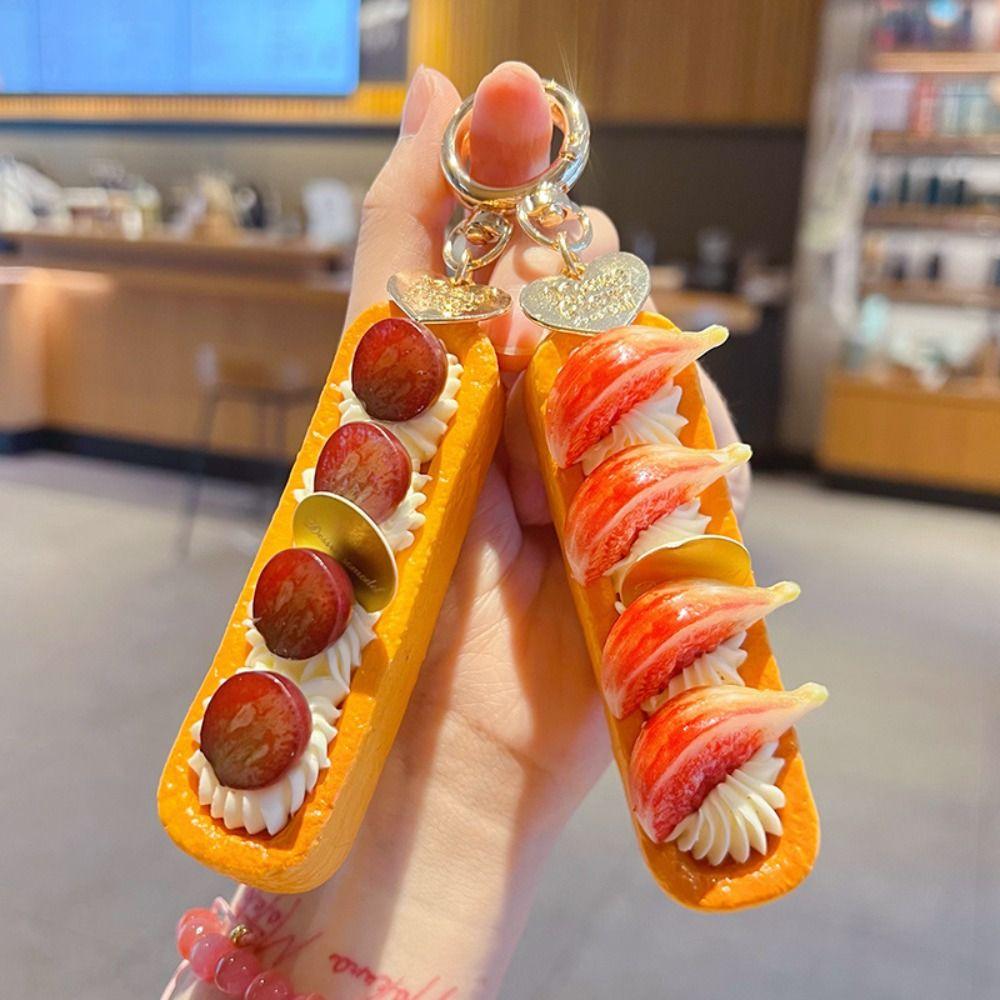 Slow Rebound Simulated Squeeze Bread Keychain Sandwich Puff Bag Pendant Unisex