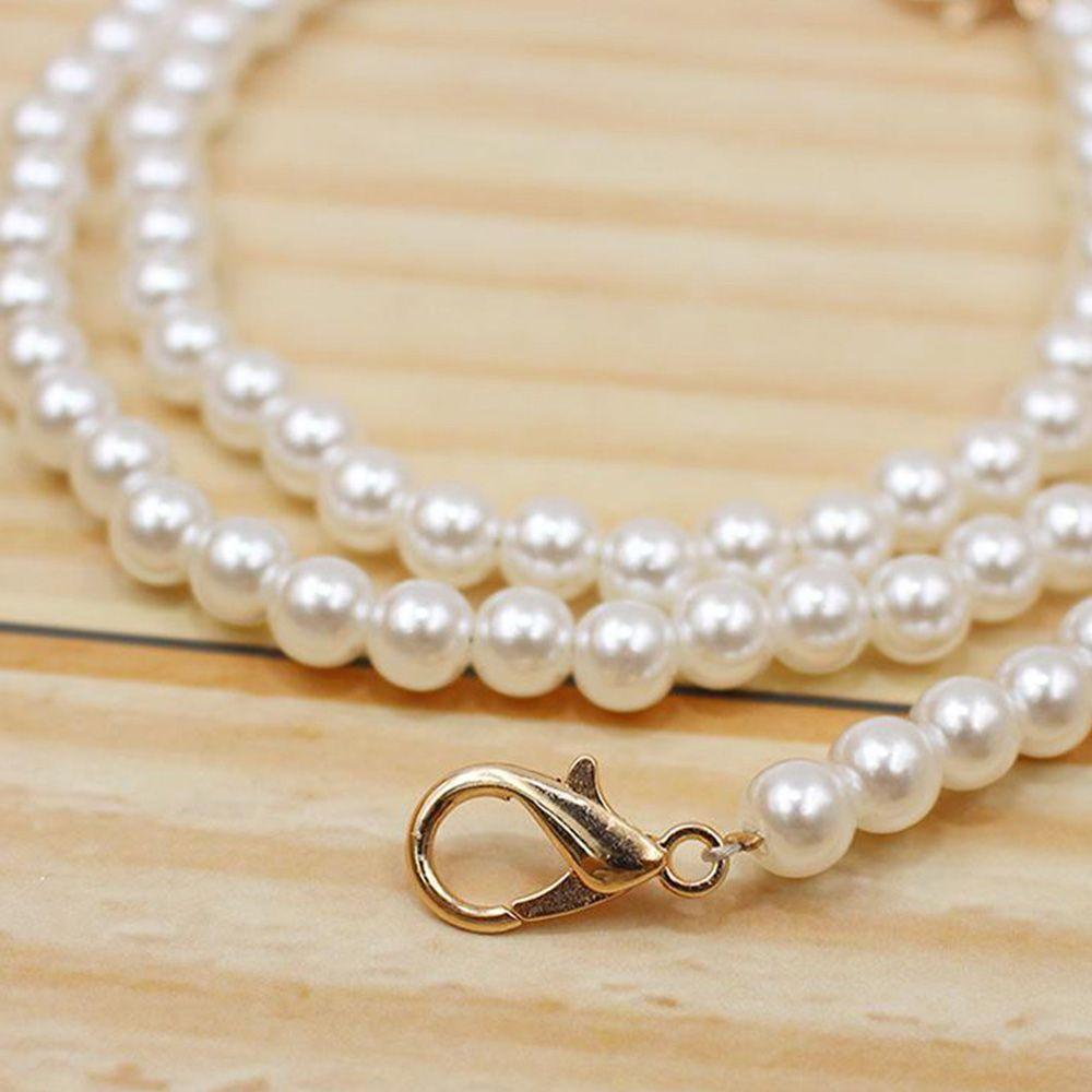 Replacement Long Bag Parts Women Purse Handle Beaded Tote Chain Pearl Bag Chain Pearl Bag Strap