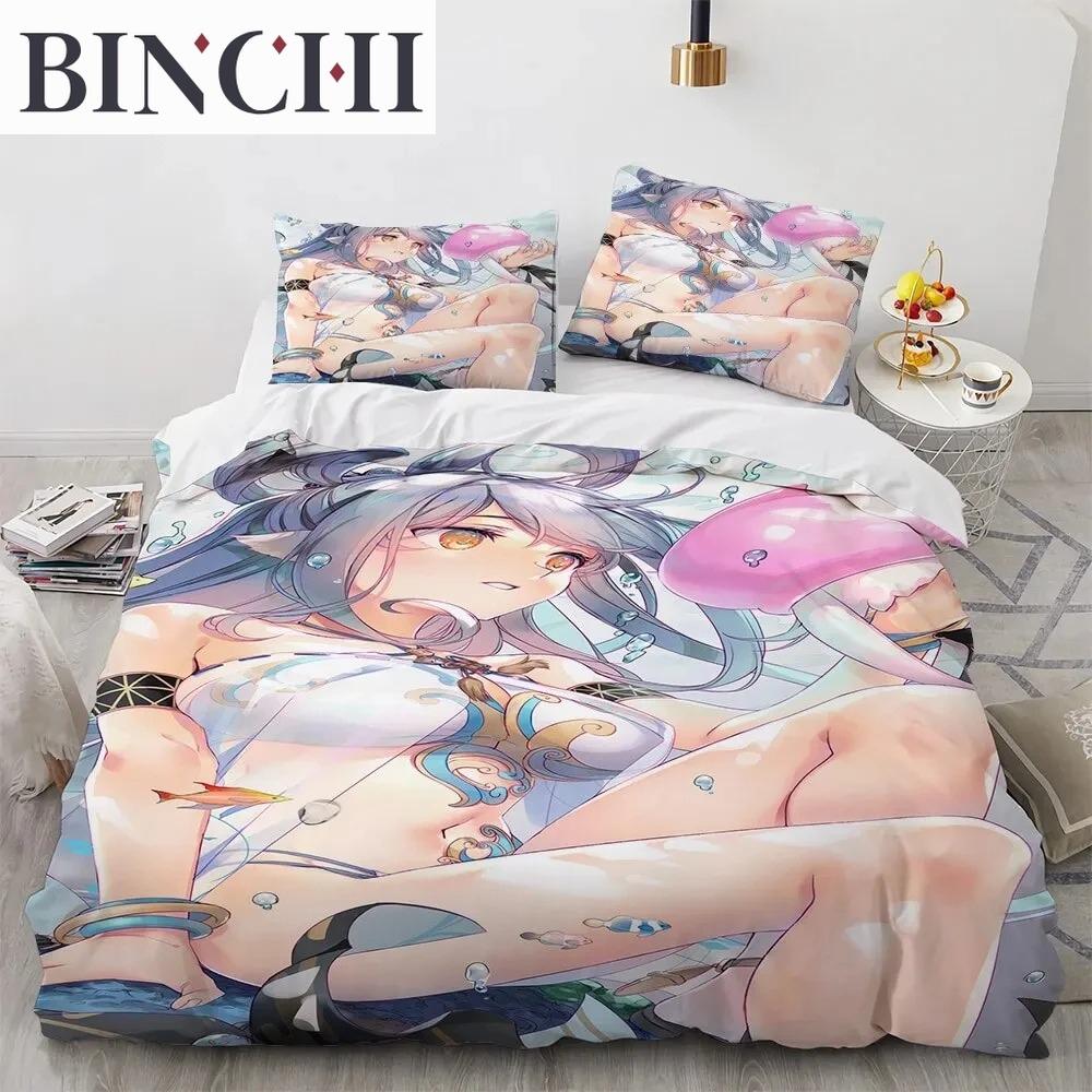 Комплект постельного белья Kawaii Anime sexy Girl, пододеяльник, одеяло, комплект постельного белья, наволочка, размер King Queen Twin для мальчиков и девочек для взрослых