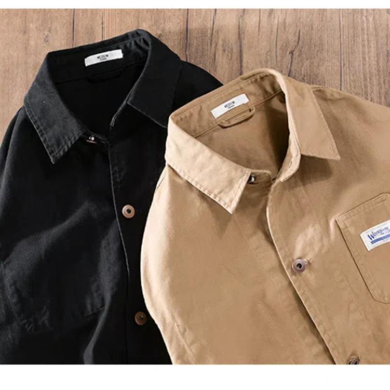 Японские куртки-карго в ретро-стиле для мужчин, весенне-осеннее мужское пальто из чистого хлопка, рабочая одежда, воротник-лацкан, однобортное пальто цвета хаки