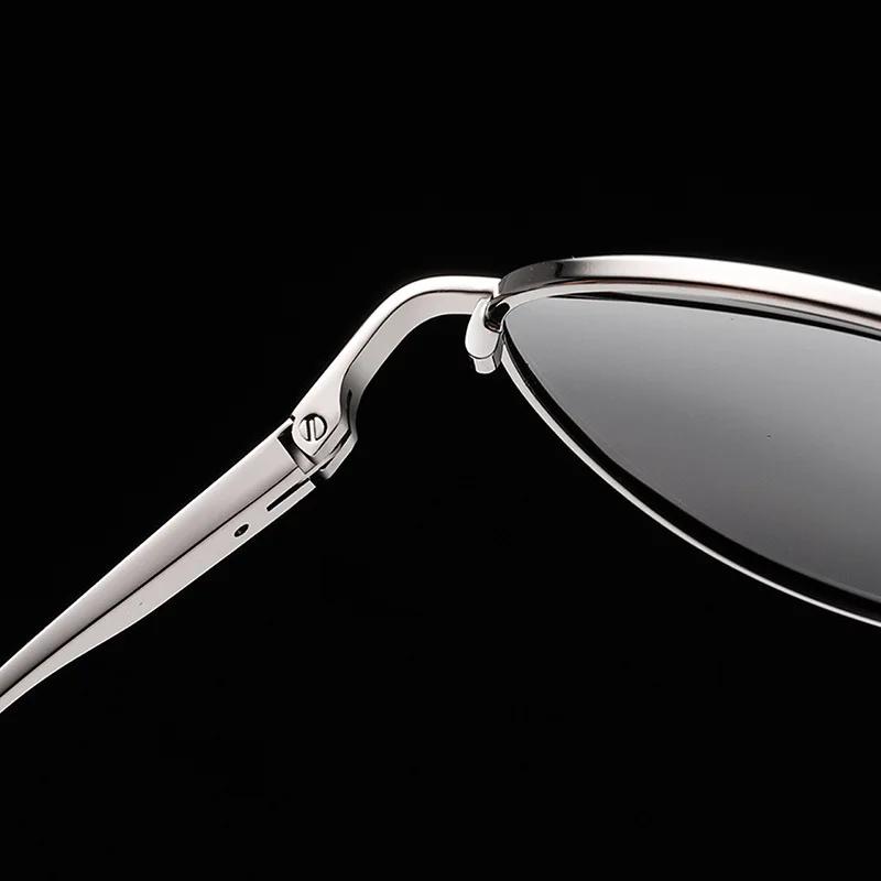 Авиационные солнцезащитные очки с металлической оправой, поляризованные, мужские, меняющие цвет, очки-пилоты, мужские, для дневного и ночного видения, для вождения