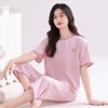 Women's Summer Cotton Pajamas Set: Short Sleeve Top & Capri Pants - Soft & Comfortable Sleepwear
