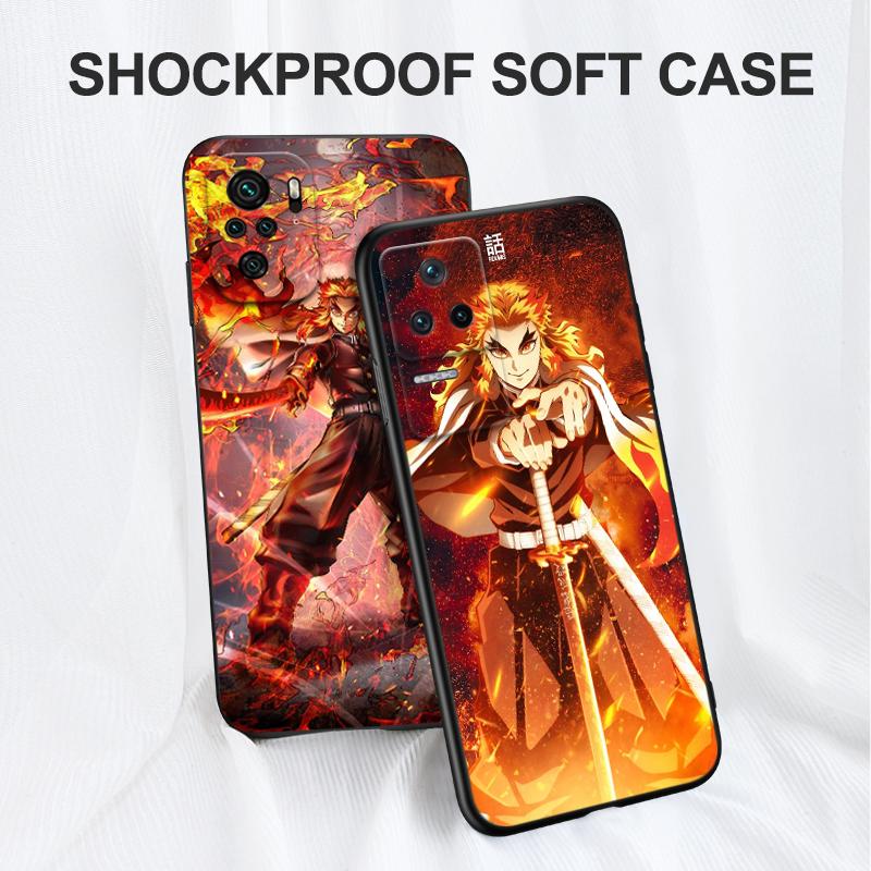 Черный чехол TPU для Xiaomi mi 11i 5G Redmi Note 11 11S 11T Pro PLUS 4G 5G Cover Rengoku Kyoujurou