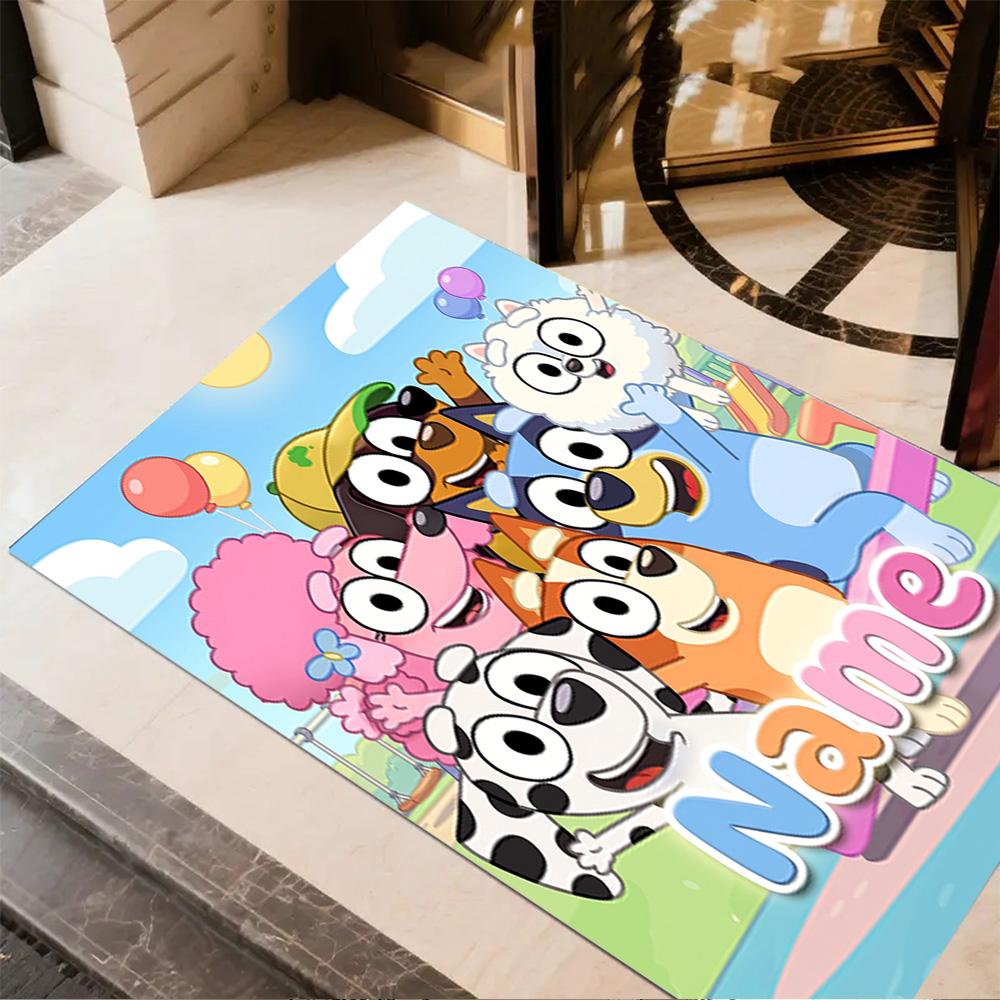 Bluey's Bubble Adventure Customize Your Name Floor Rug Office Rug Perfect for Playrooms Living Rooms Study room Balcony Antislip Carpet
