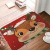 1Pcs Christmas Reindeer Pattern Floor Mat Modern Kitchen Polyester Rug Non-Slip Colorful Indoor Carpet, For Home Bathroom Bedroom Living Room Decor
