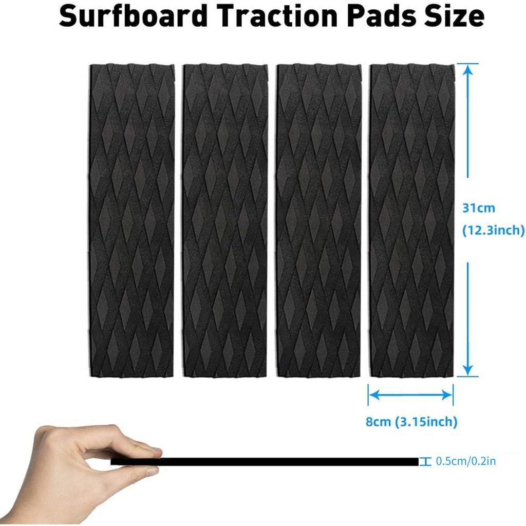 4 шт. Коврики для сцепления с доской для серфинга, Коврики для сцепления с декой доски для серфинга, Нескользящий коврик для деки, Замена, Аксессуар для серфинга