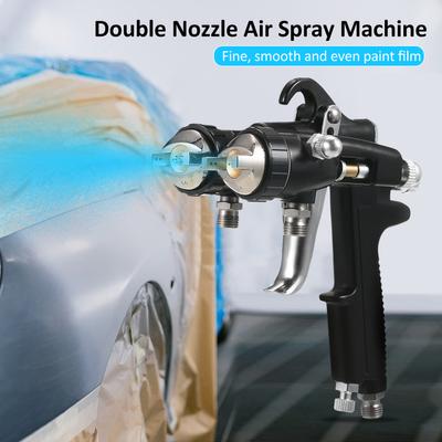 Двойная насадка 1,4 мм, двойная головка, двухкомпонентный распылитель с зеркальным эффектом, серебристый хром, пневматический распылитель