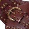 Fashion Adjustable Metal Rivet Belt Punk Slimming Wide Cummerbunds PU Leather Waistband Waist Corset Dress