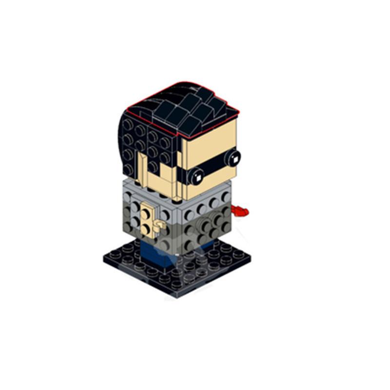 MOC small-piece building blocks, square-headed and round-headed figures, Mayday band stone model toy
