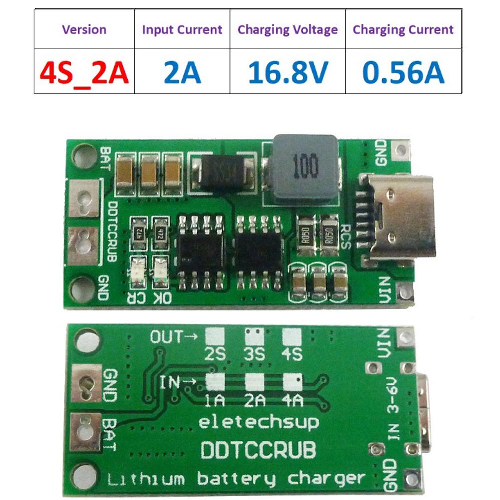 2S 3S 4S Type-C to 8.4V 12.6V 16.8V Boost Boost Polymer Li-Ion Charger 7.4V 11.1V 14.8V 18650 Lithium Battery Charging Module