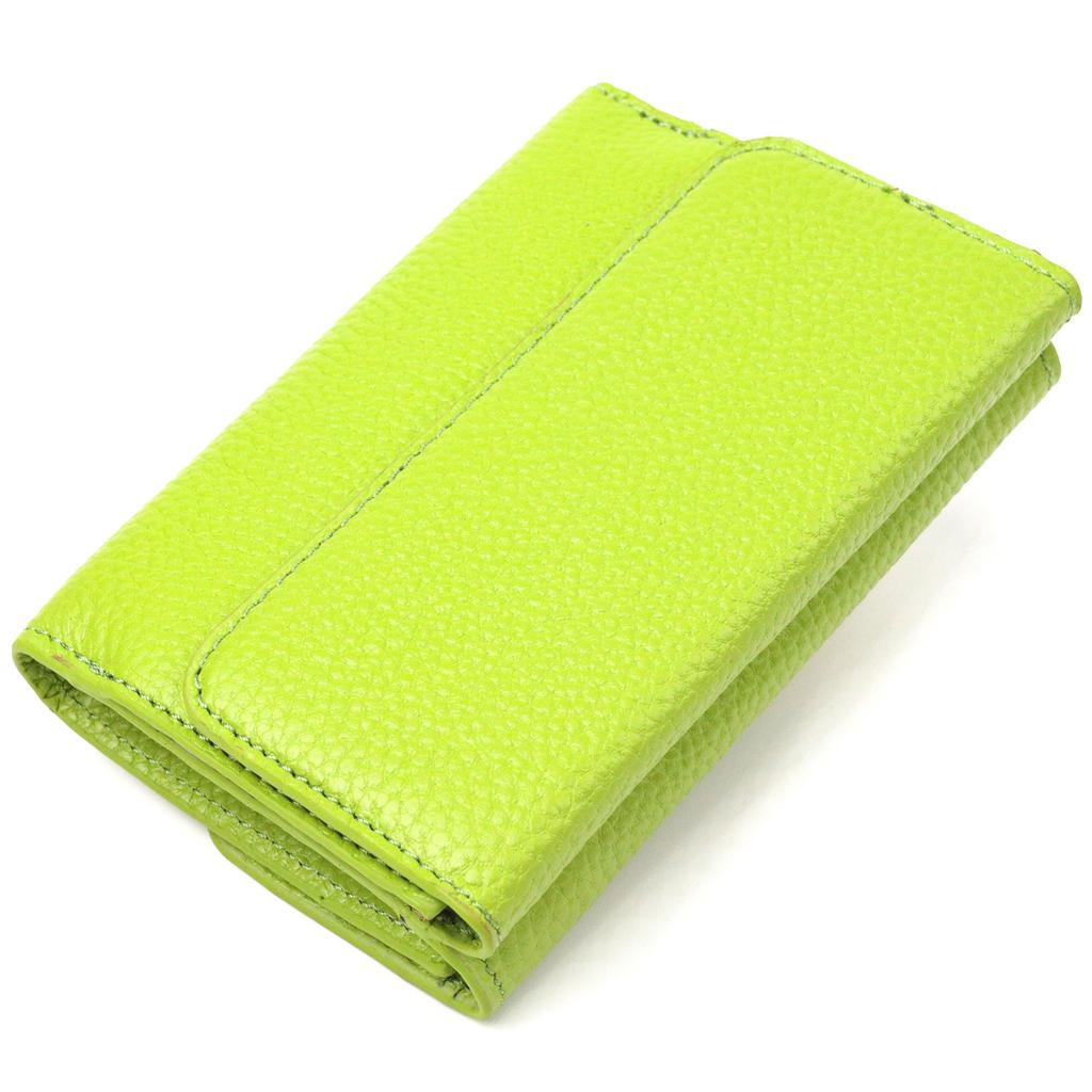 Молодежный стильный женский кошек из натуральной кожи флотар CANPELLINI Wallet 21598 Салатовый